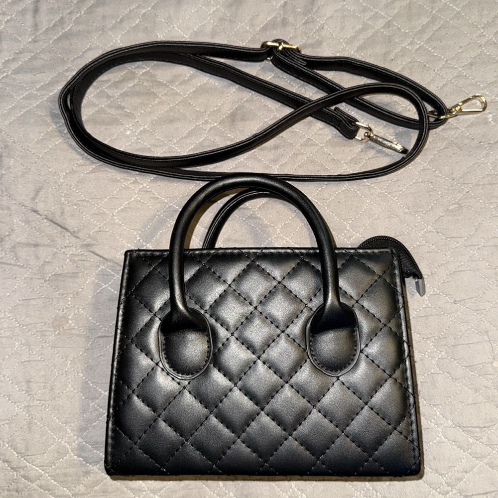 SHEIN Women’s Black Lightweight Quilted Double Handle Crossbody Square Bag - Picture 2 of 8